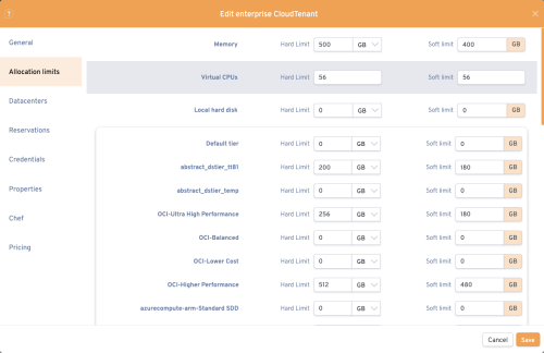 v54_usr_Edit_enterprise_Allocation_limits_Datastore_tiers_All Create Customer AWS and Azure Accounts